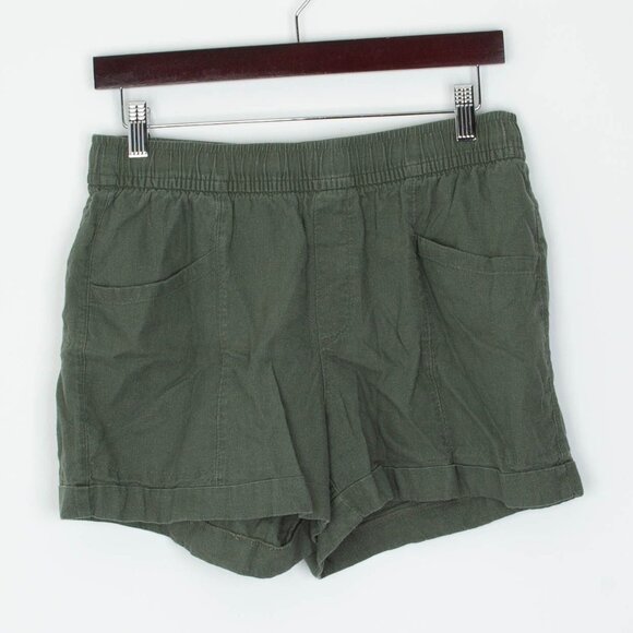 Old Navy Womens High Waisted Linen Utility Shorts Size S Green Pockets Cuffed - Picture 1 of 6